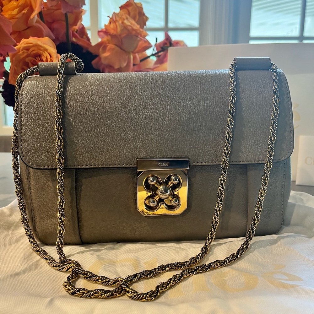 Chloe Motty Grey B79 Shoulder Bag, gold hardware